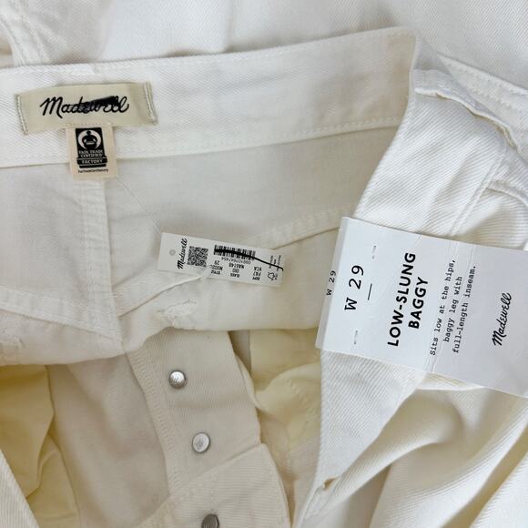 Madewell Low Slung Baggy Jean Airy Denim Vintage Canvas White Relaxed US 29 NWT - Picture 9 of 16